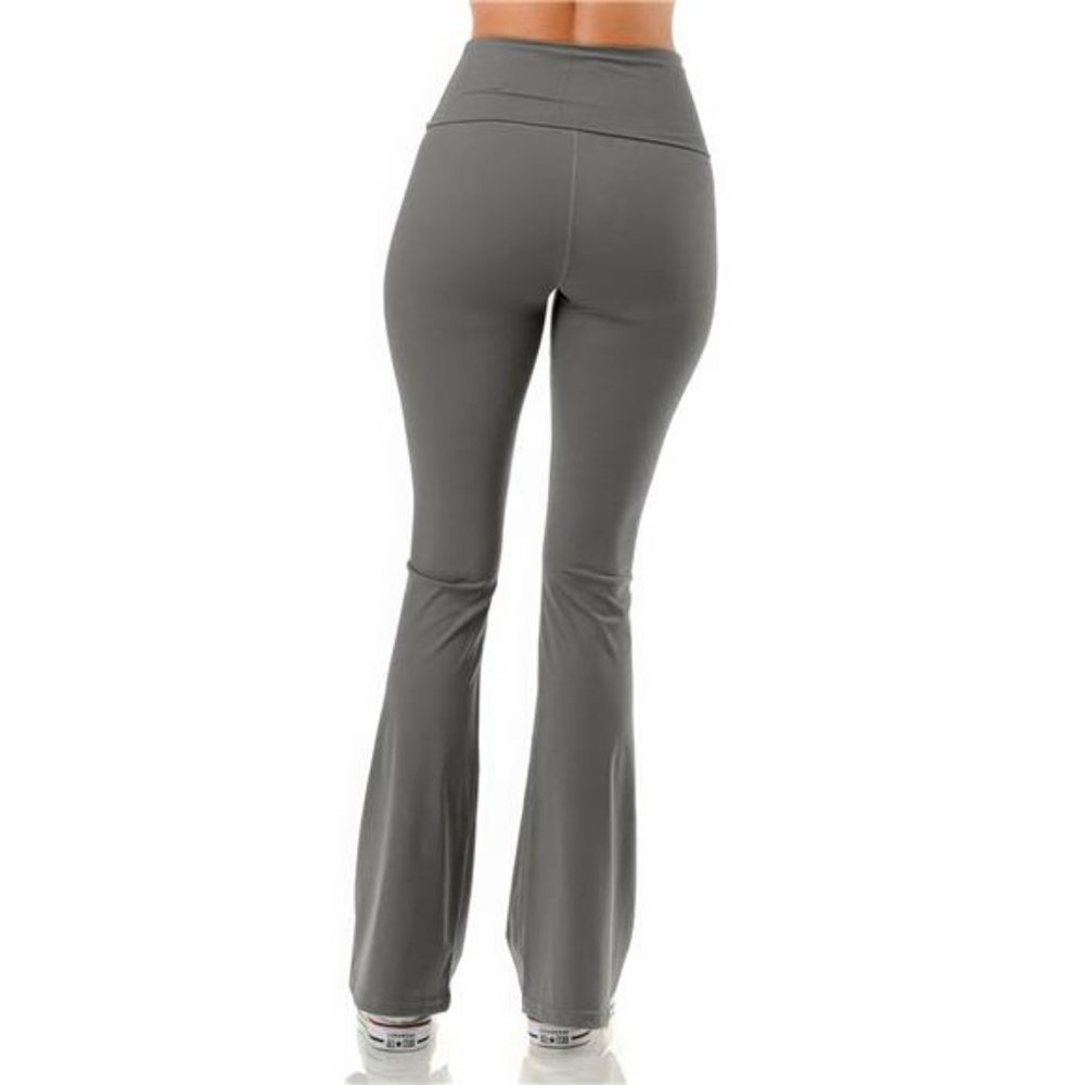 Folded high waist smooth flare yoga pants - Picture 4 of 8